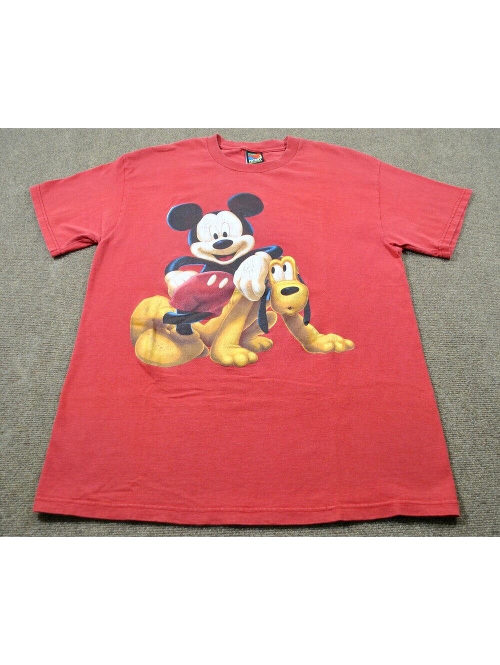 Mickey Mouse Pluto Disney TV Show Movie 90s Vintage Red Shirt Size Large